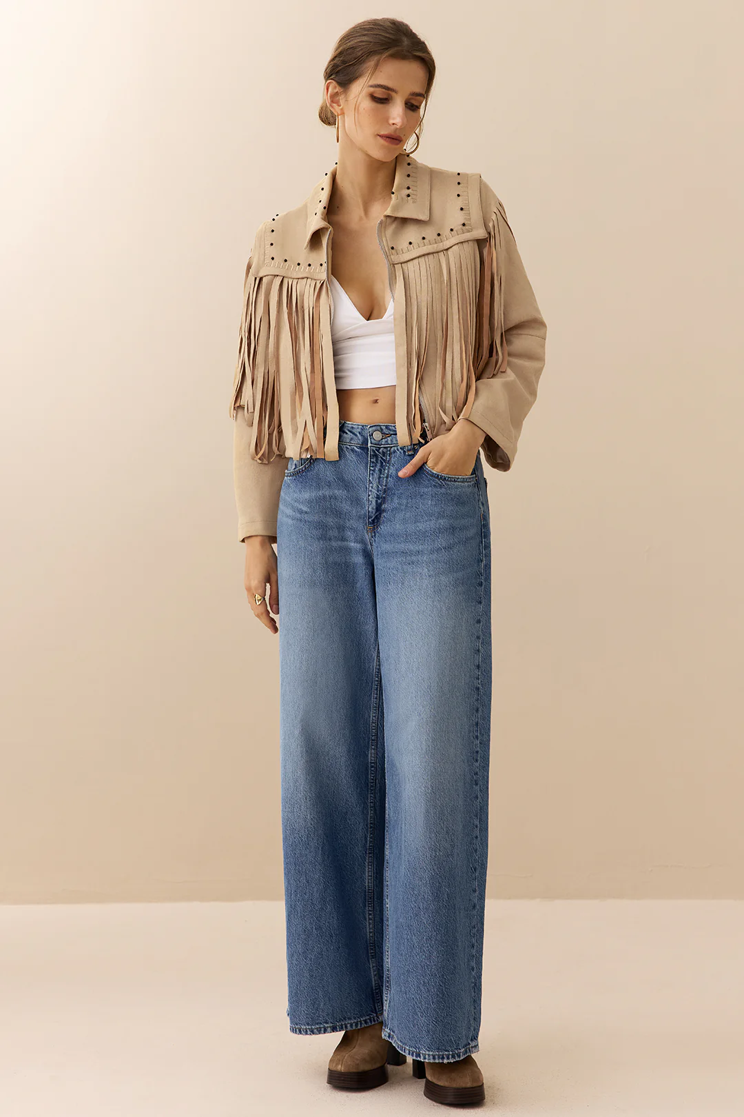 Suede Zipper Fringe Jacket - Flockneti