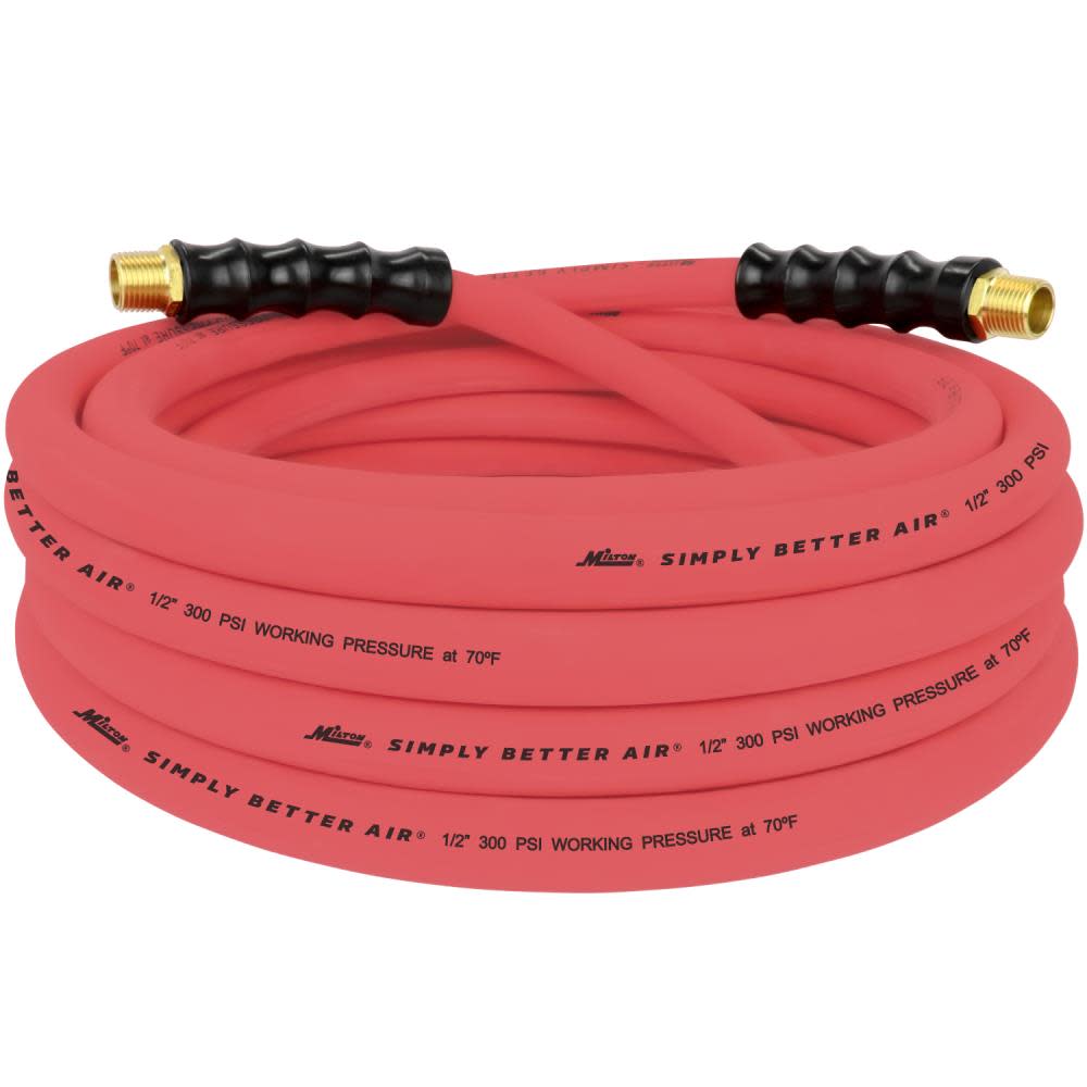 Milton ULR 1/2″ ID x 25′ (1/2″ MNPT) Ultra Lightweight Rubber Air Hose for Extreme Environments - Flockneti