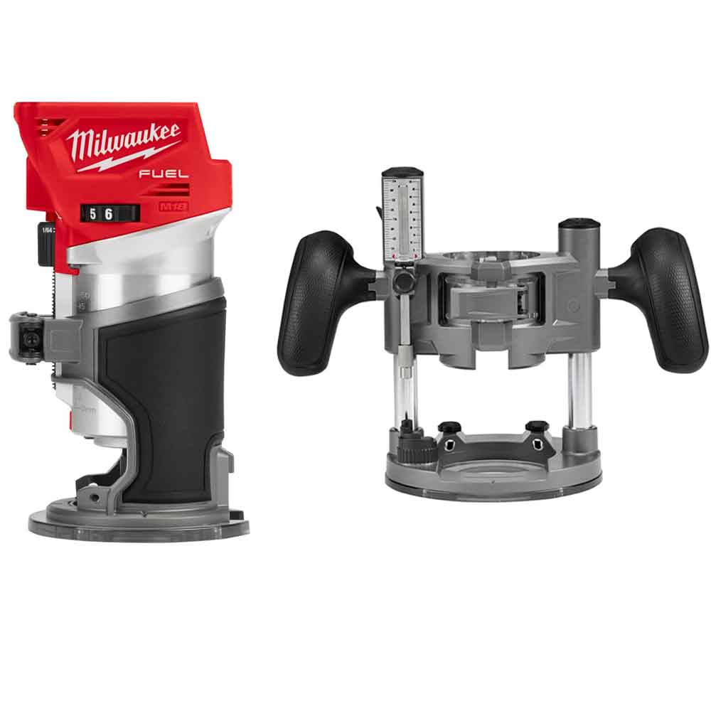 Milwaukee M18 FUEL Compact Router with Plunge Base (Tool & Bases Only) - Flockneti