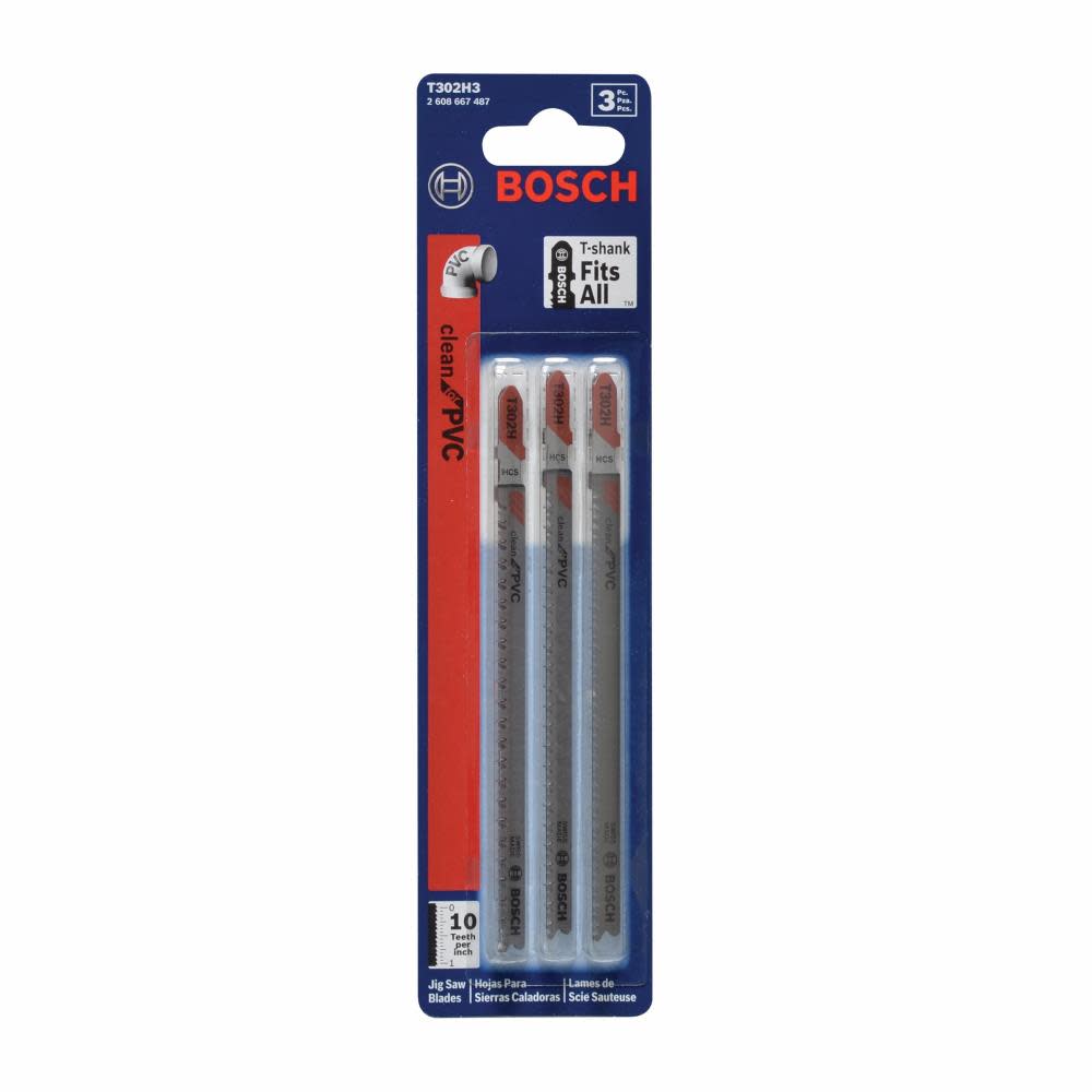 Bosch 3 pc. 5-1/4 In. 10 TPI Clean for PVC T-Shank Jig Saw Blades - Flockneti