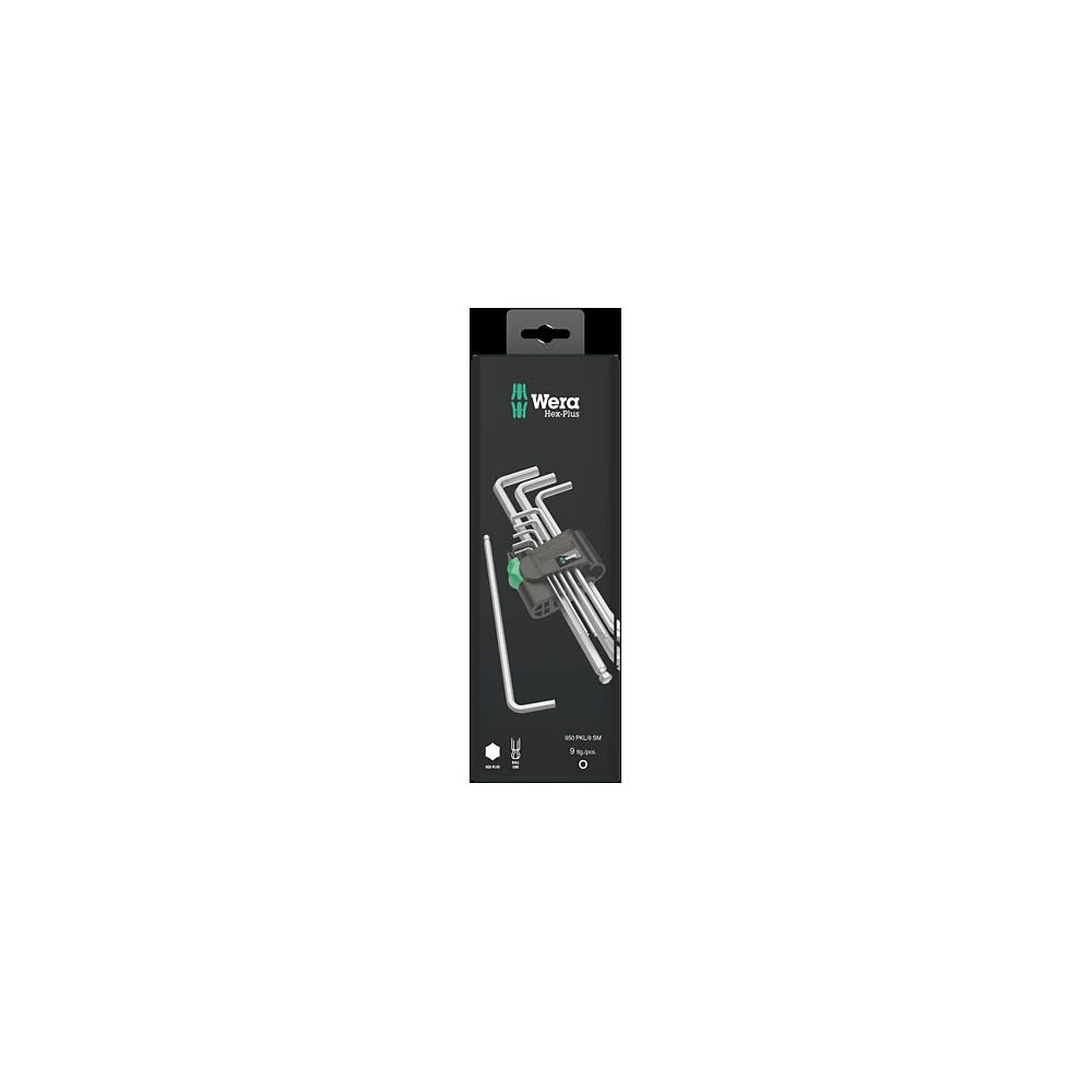 Wera Tools Metric Chrome Plated 950/9 Hex-Plus 1 SB L-Key Set - Flockneti
