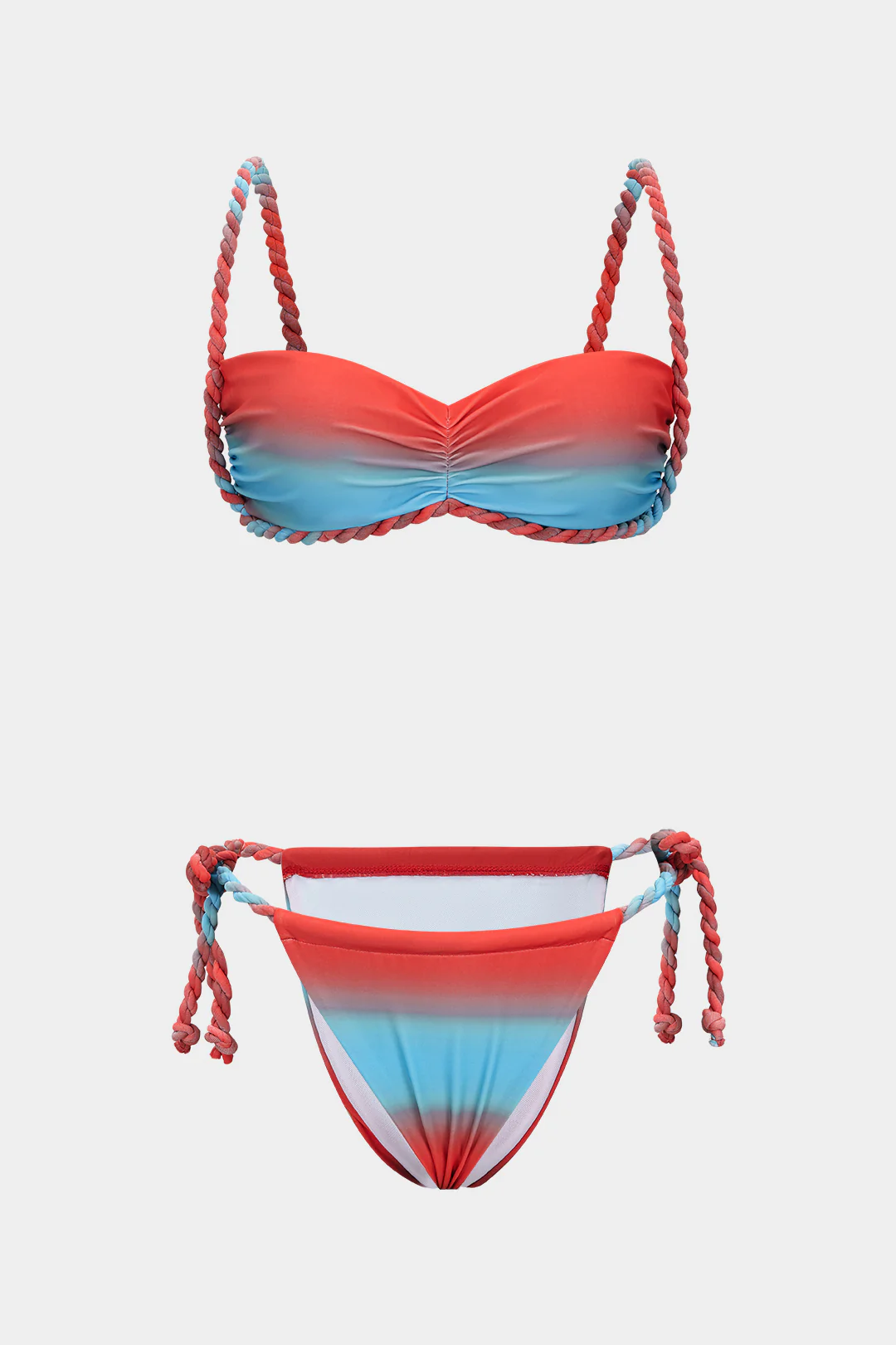 Ombre Print Twist Knot Tie-Up Bikini Set - Flockneti