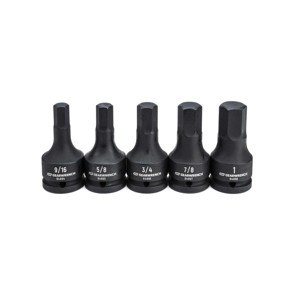 GEARWRENCH 5 Pc 3/4″ Drive Hex Bit Impact SAE Socket Set - Flockneti