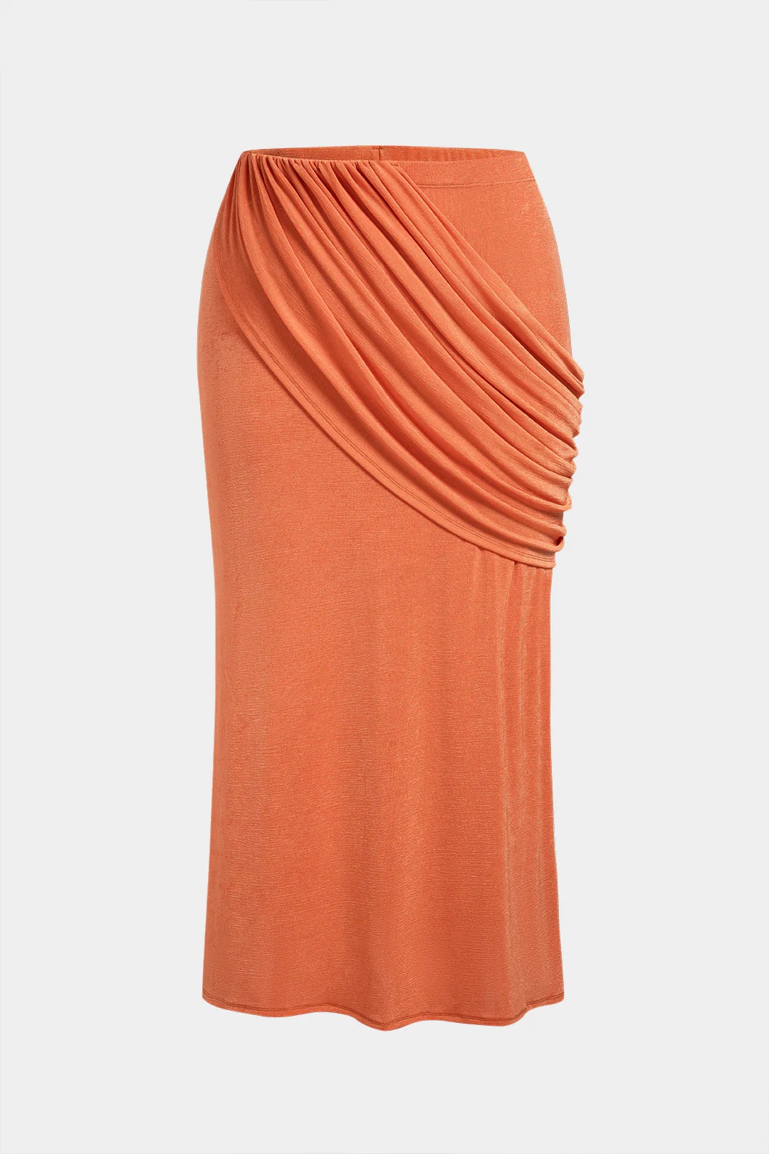 Plus Size Asymmetrical Ruched Skirt - Flockneti