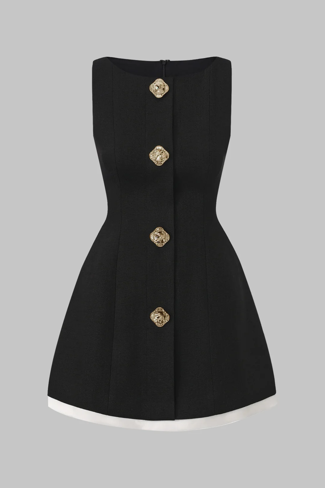 Contrast Binding Button Detail Sleeveless Mini Dress - Flockneti