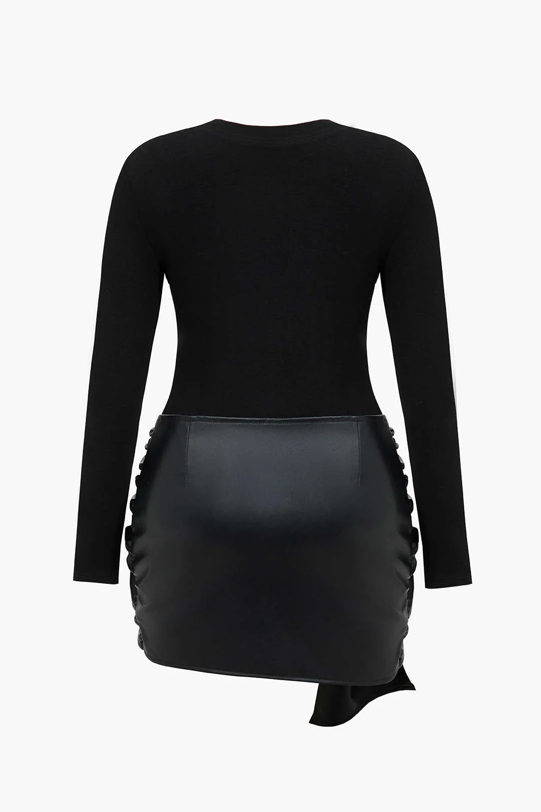 Plus Size Faux Leather Patchwork Mini Dress - Flockneti