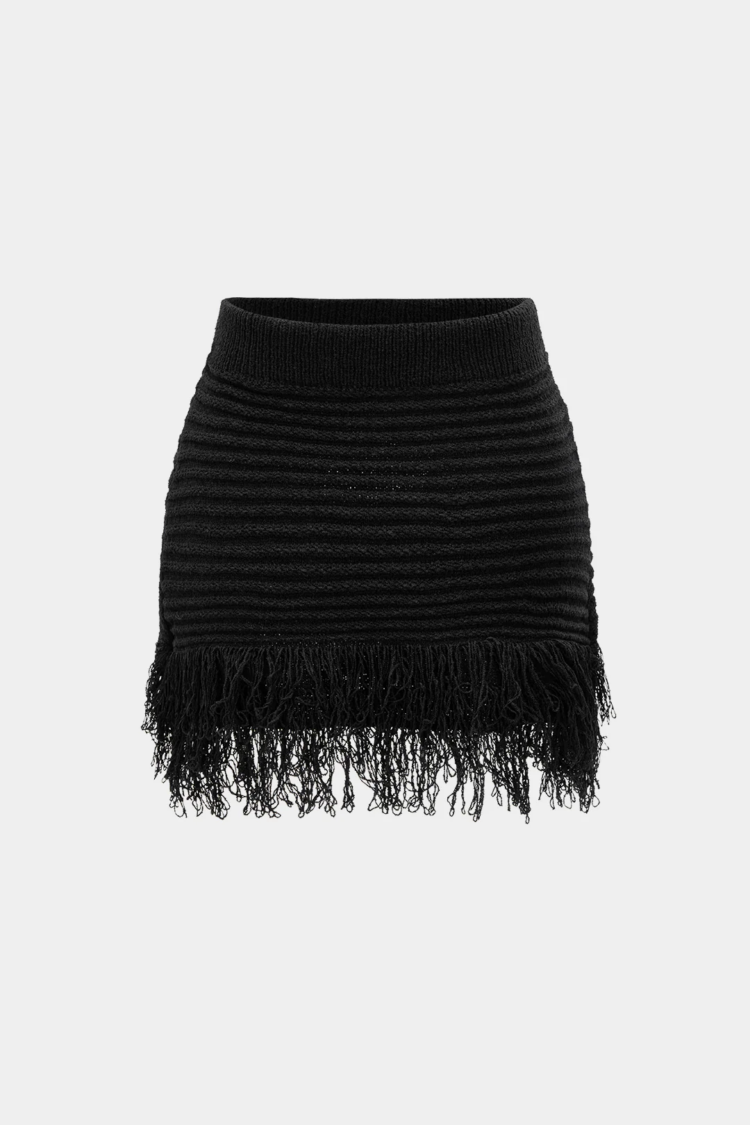 Knit Fringe Mini Skirt - Flockneti