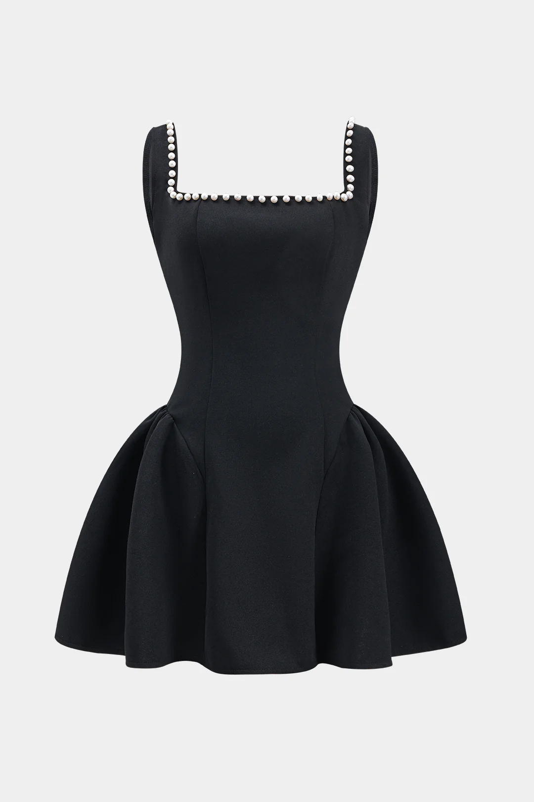 Pearl Ruched Zipper Mini Dress - Flockneti