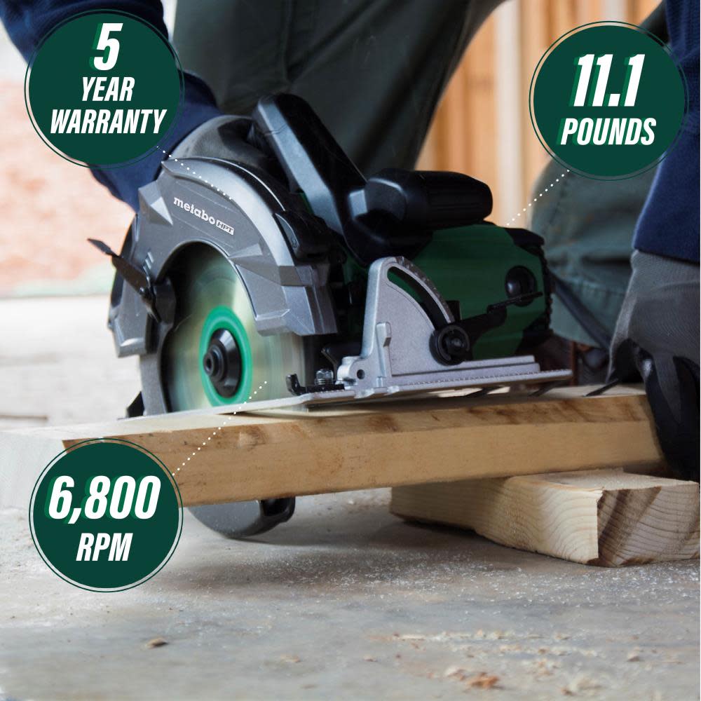 Metabo HPT 7-1/4 In. Pro Grade Circular Saw 15 Amp 6800 RPM Rip Max - Flockneti