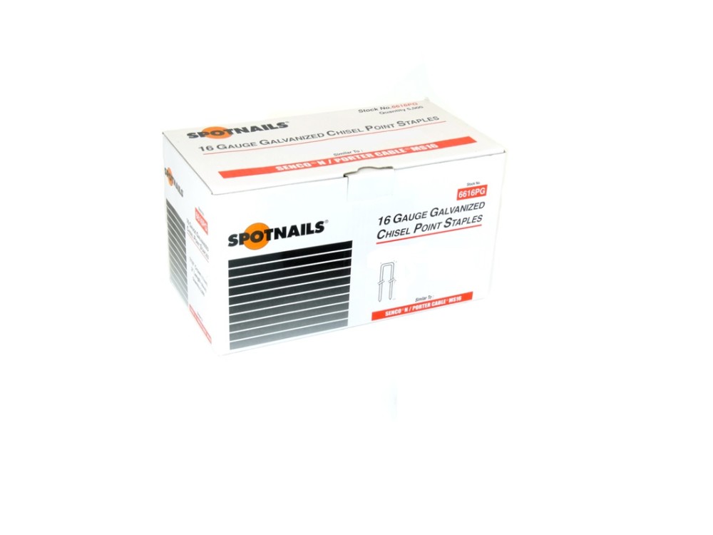 Spotnails 16 Gauge Galvanized Chisel Point Staples 1-1/4 In. – 10000 Staples - Flockneti