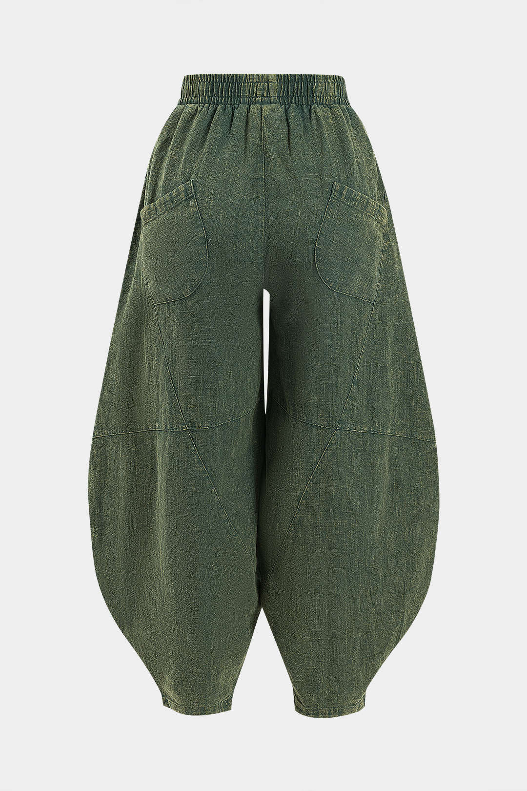Ruched Pocket Wide Leg Barrel Trousers - Flockneti