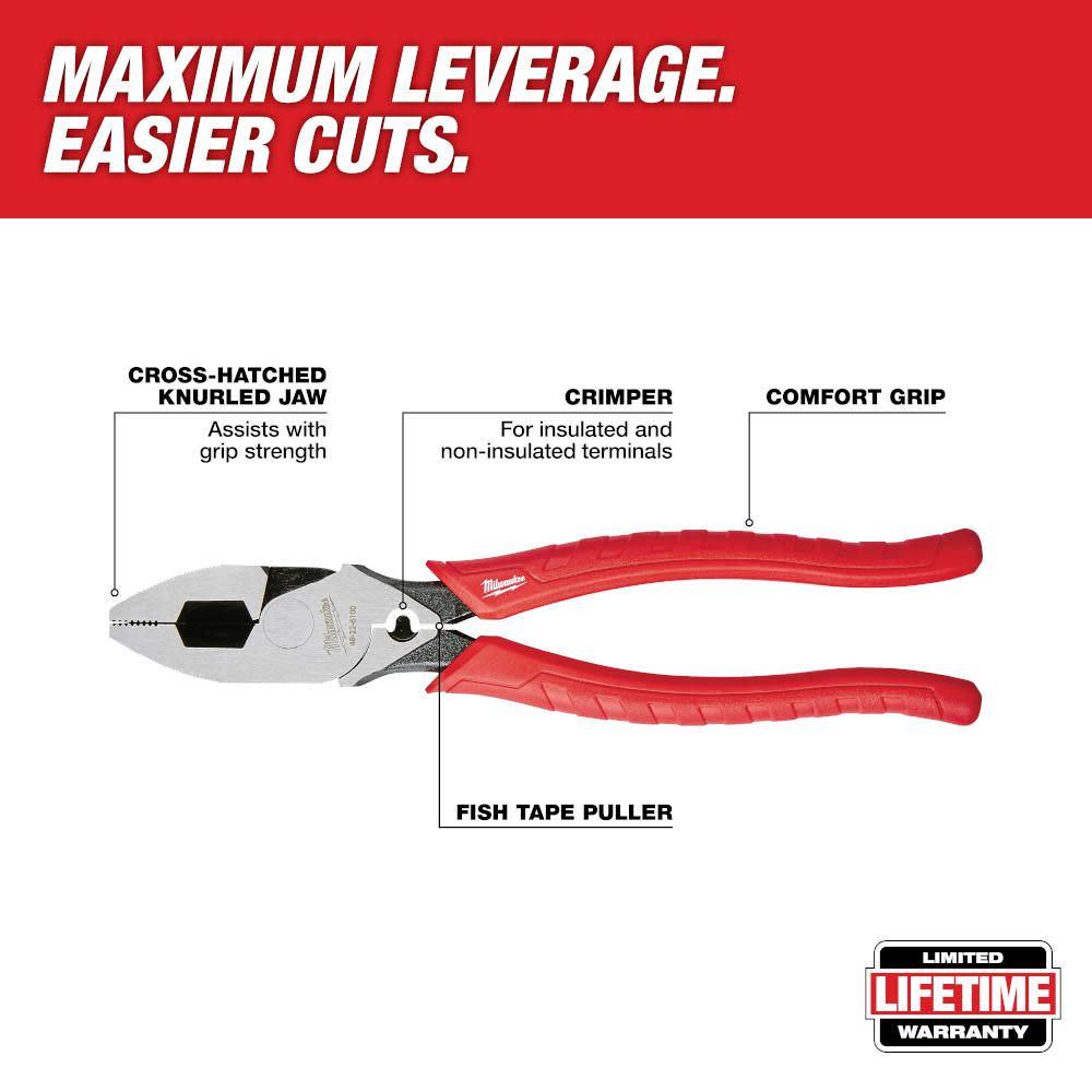 Milwaukee 9 in. High Leverage Lineman’s Pliers with Crimper - Flockneti