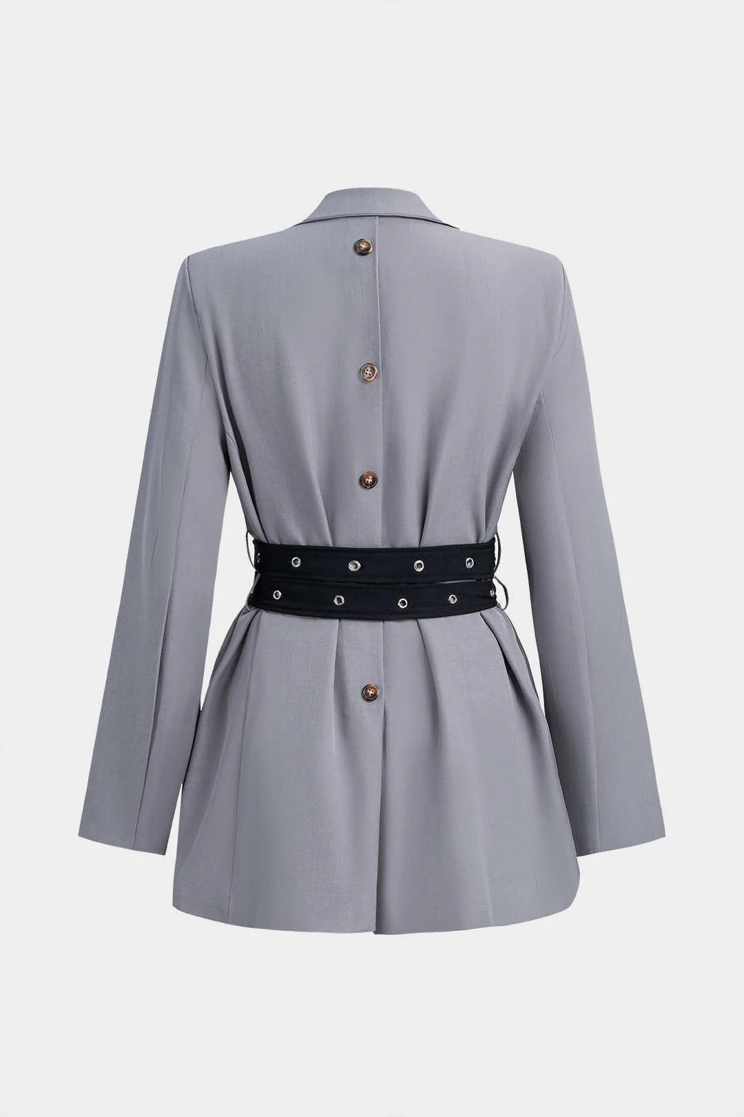 Tie-Up Waist Cinching Long Sleeve Blazer - Flockneti