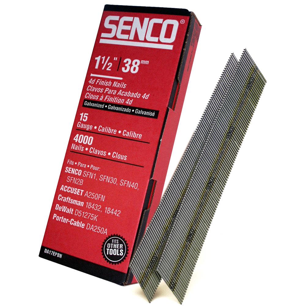 Senco 1-1/2 In. Box of 4000 15-Gauge Finish Nail Pack - Flockneti