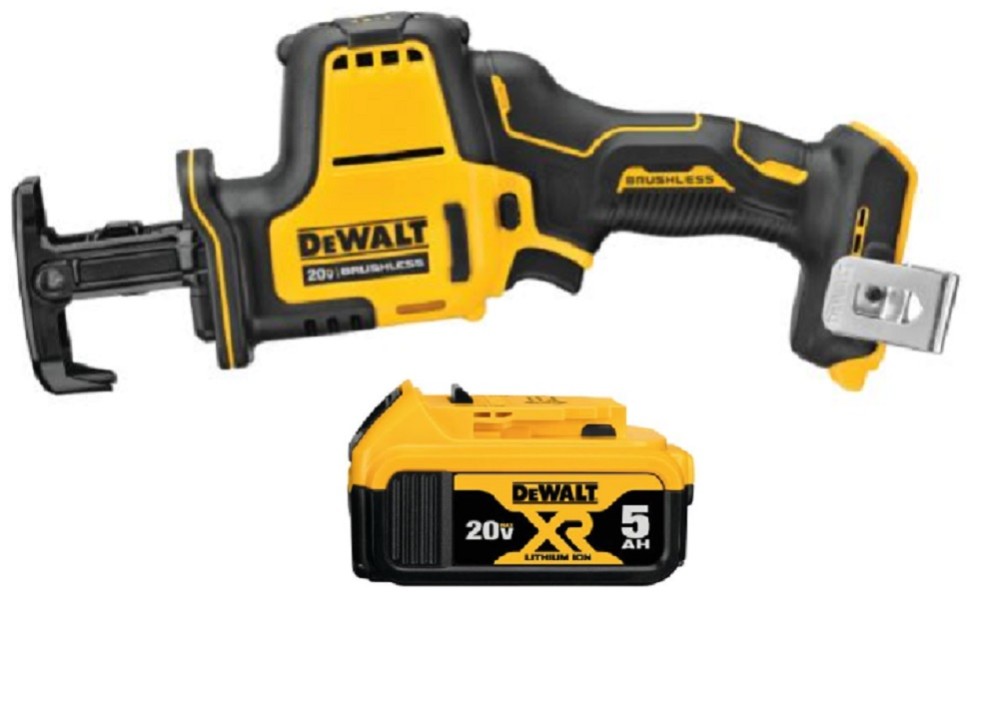 DEWALT Atomic 20V MAX One Handed Reciprocating Saw with 5AH Battery Bundle - Flockneti