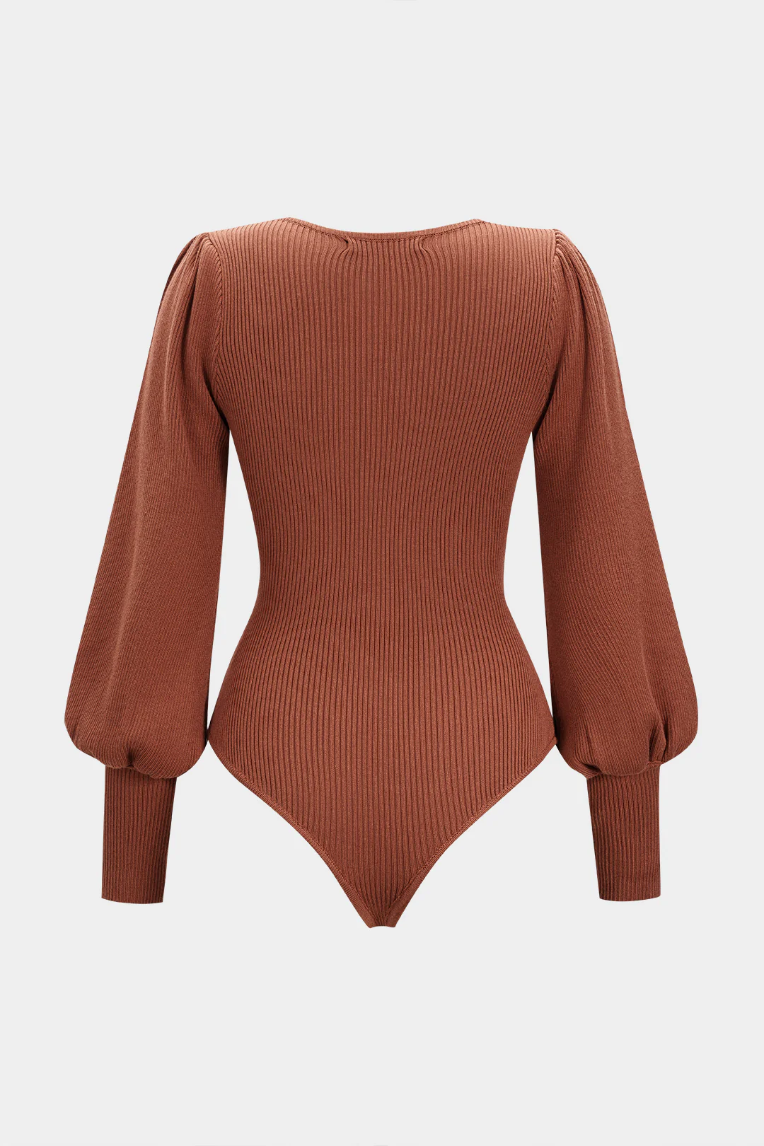 Ruched Ribbed Long Sleeve Bodysuit - Flockneti
