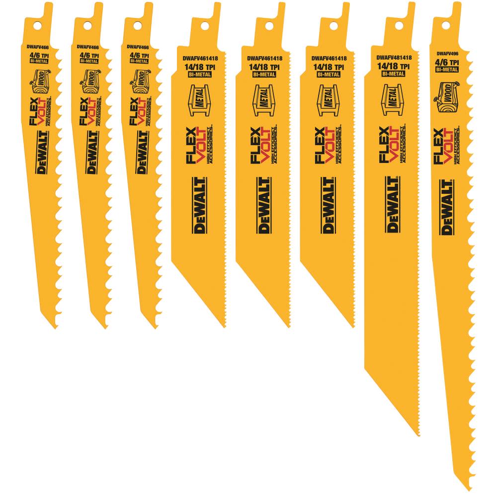 DEWALT FLEXVOLT Reciprocating Saw Blade Set- 8 Pack and 7-1/4-in 24T Saw Blades with ToughTrack Tooth Design – 3 pack - Flockneti