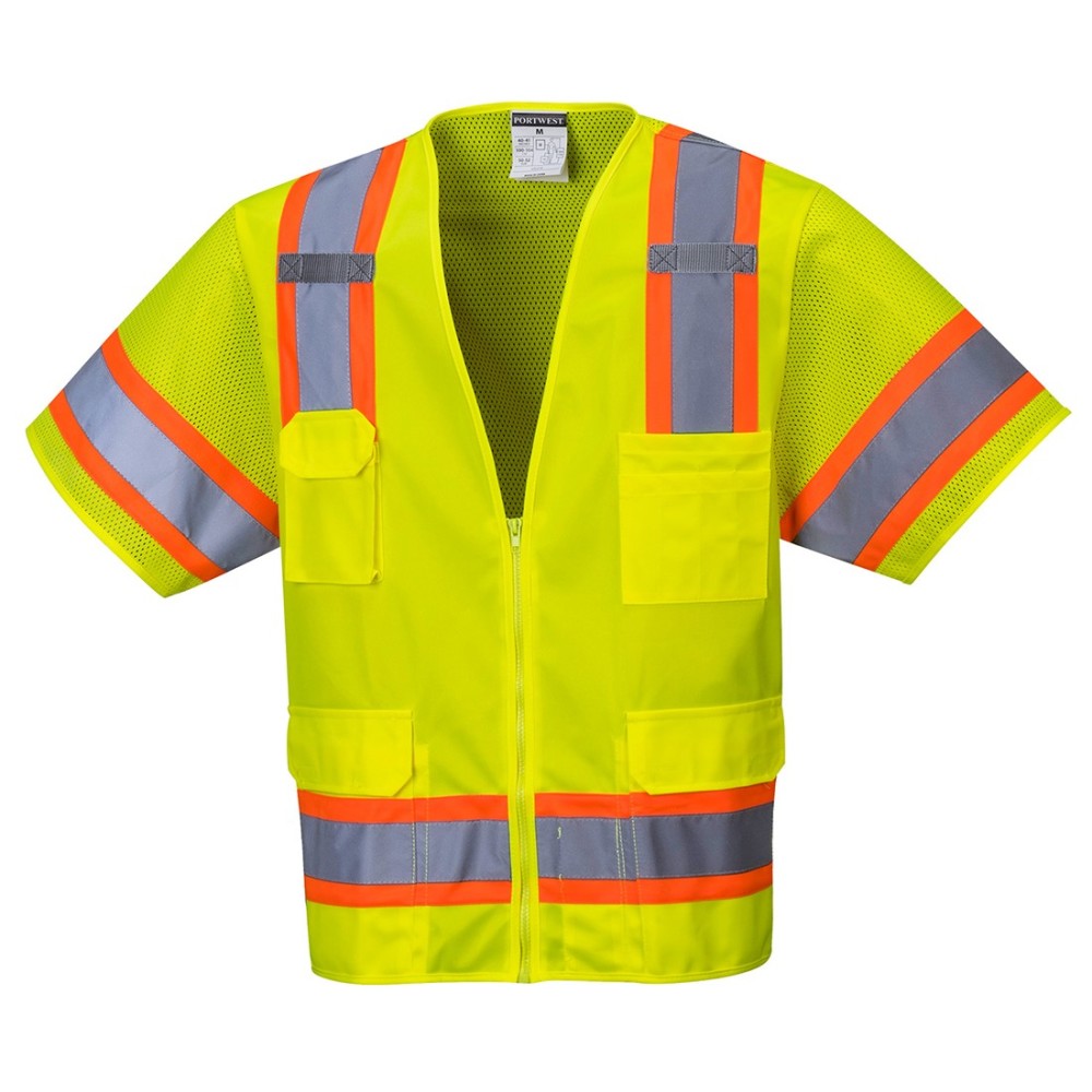 Portwest Yellow Aurora Sleeved Hi-Vis Vest – Medium - Flockneti