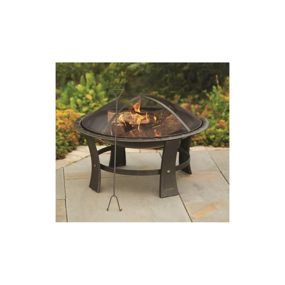 Living Accents Round Wood Fire Pit 29″ Bronze Steel - Flockneti