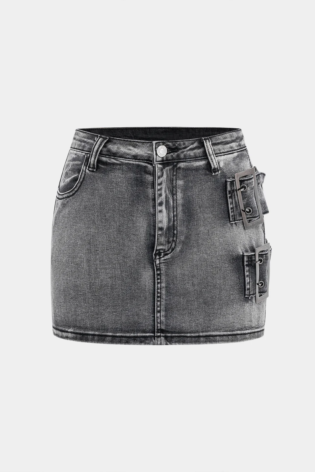 Denim Metallic Decor Skirt - Flockneti