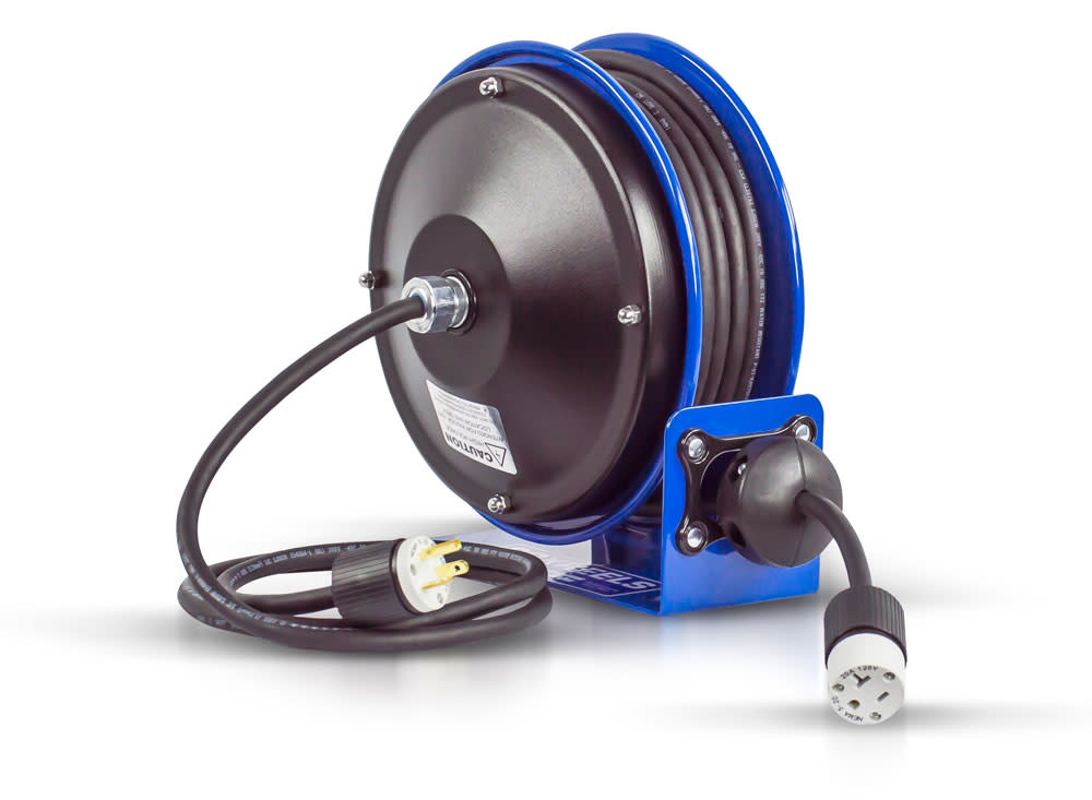 Coxreels Hose Reel 30′ Compact Spring Driven Cord Reel Single Receptacle with 12GA Steel Base - Flockneti