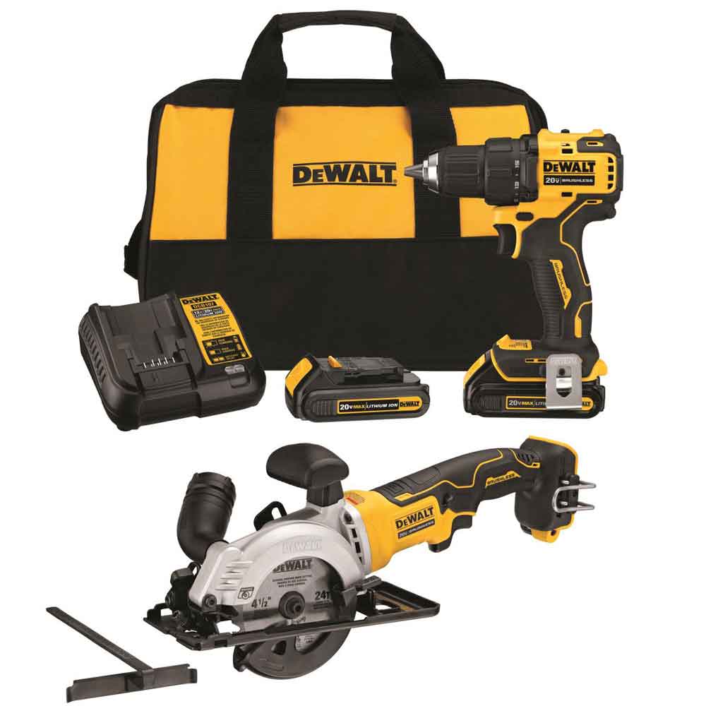 DEWALT 20V MAX Compact 1/2″ Drill/Driver & ATOMIC 20V MAX 4 1/2″ Circular Saw Kit - Flockneti