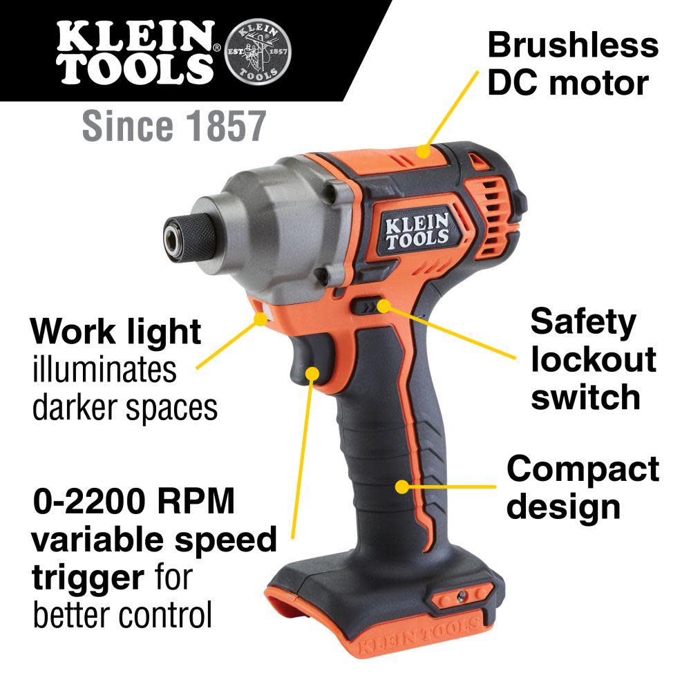 Klein Tools Compact Impact Driver (Bare Tool) - Flockneti