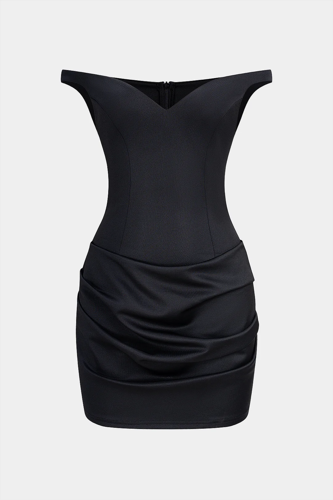 Solid V-Neck Ruched Sleeveless Mini Dress - Flockneti