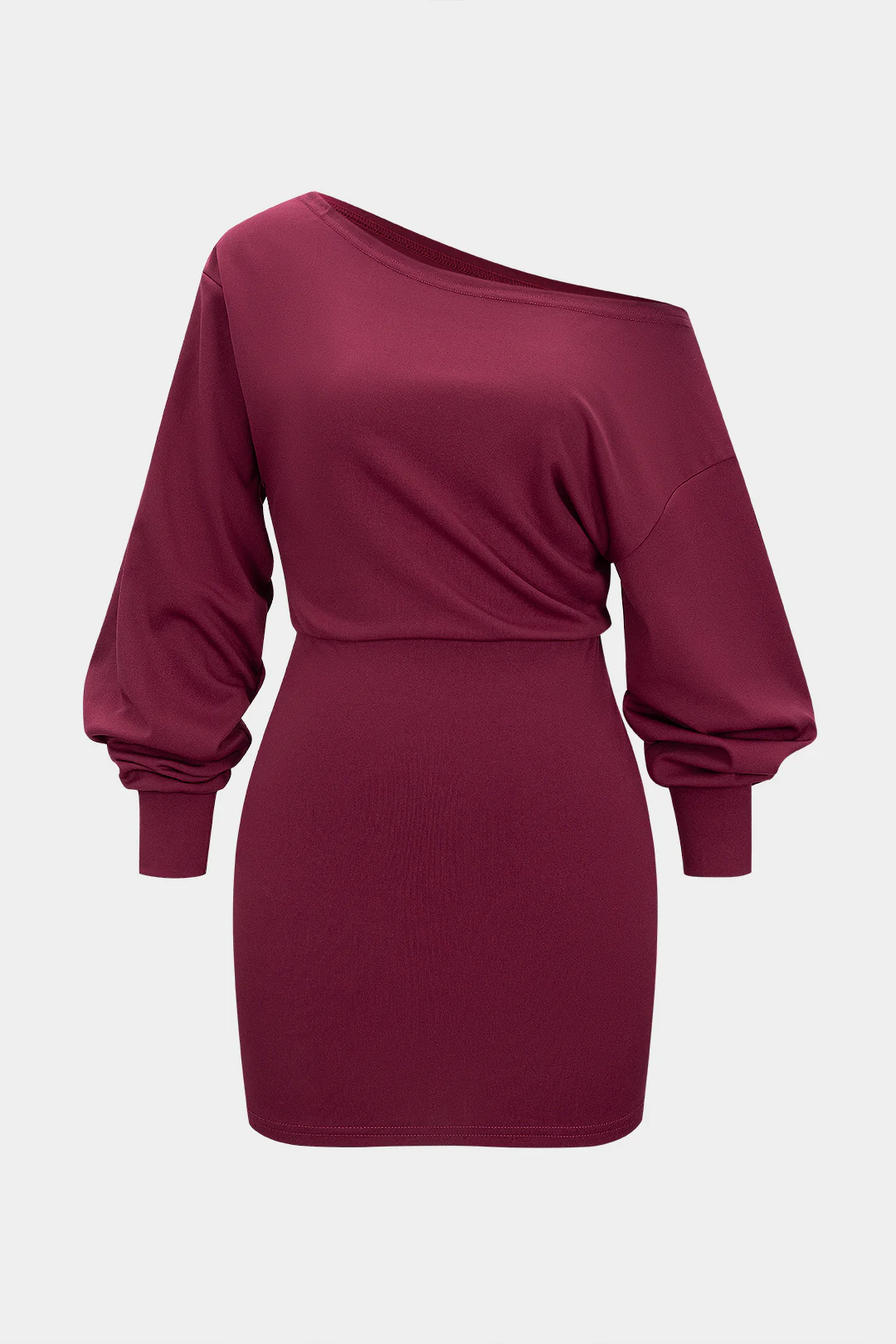 One Shoulder Long Sleeve Bodycon Mini Dress - Flockneti