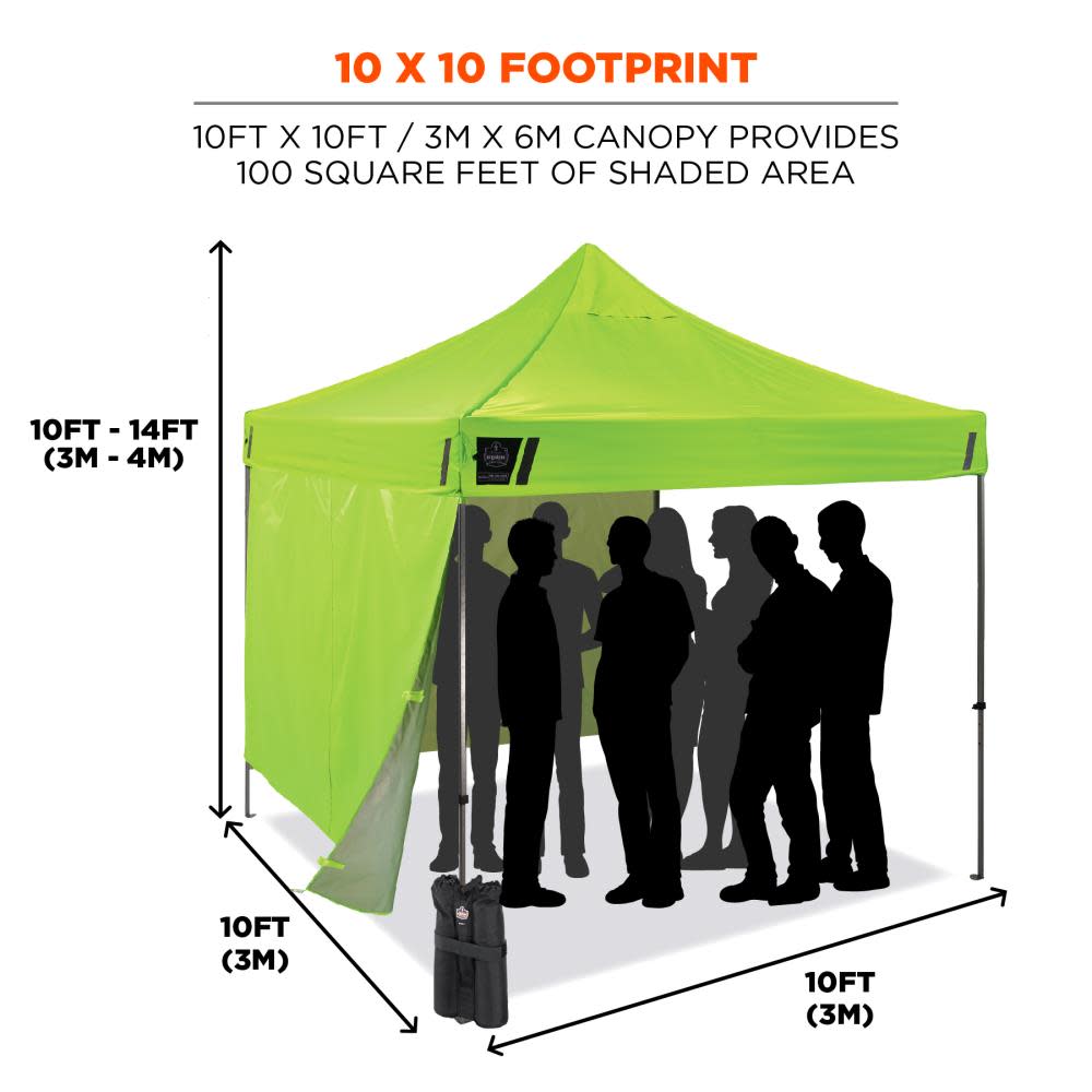 Ergodyne Shax 6051 Single Lime Heavy Duty Pop Up Tent Kit 10′ x 10′ - Flockneti