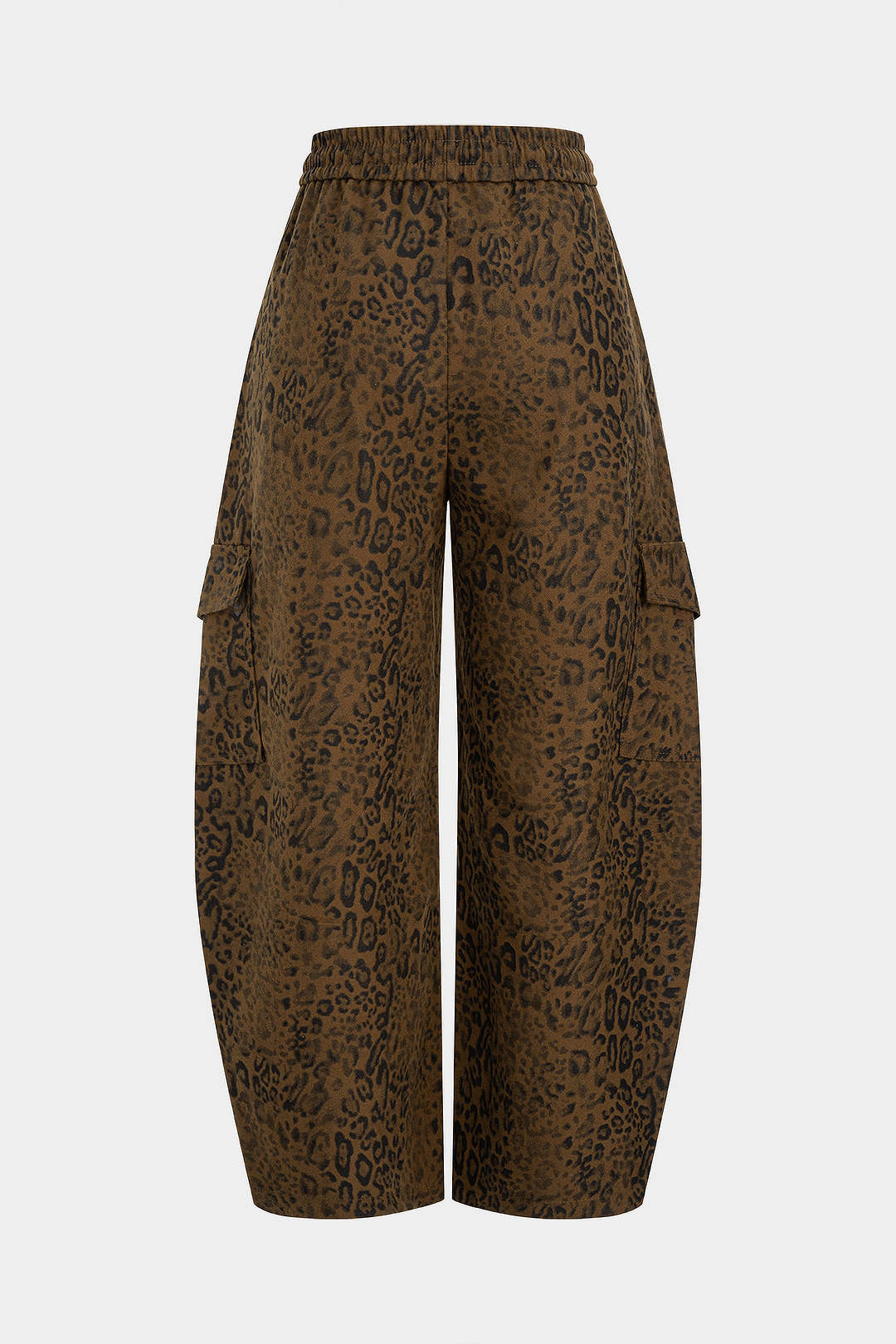Leopard Print Drawstring Shirred Waistband Pants - Flockneti