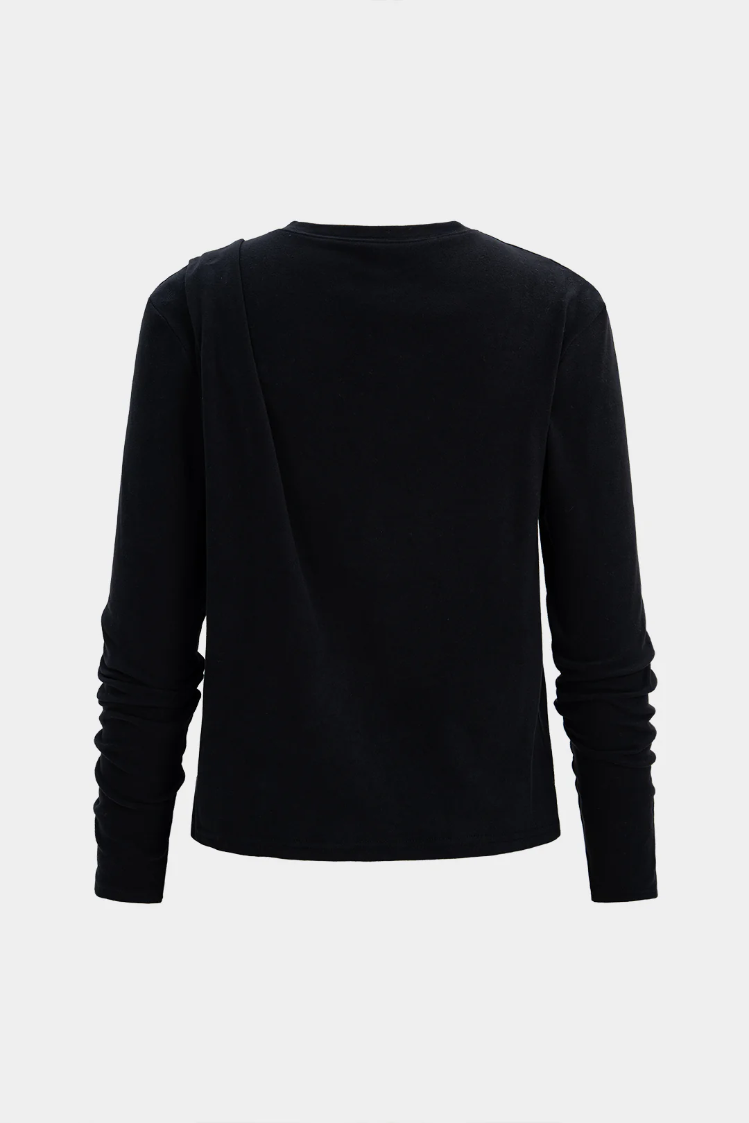 Round Neck Asymmetrical Long-Sleeve Top - Flockneti