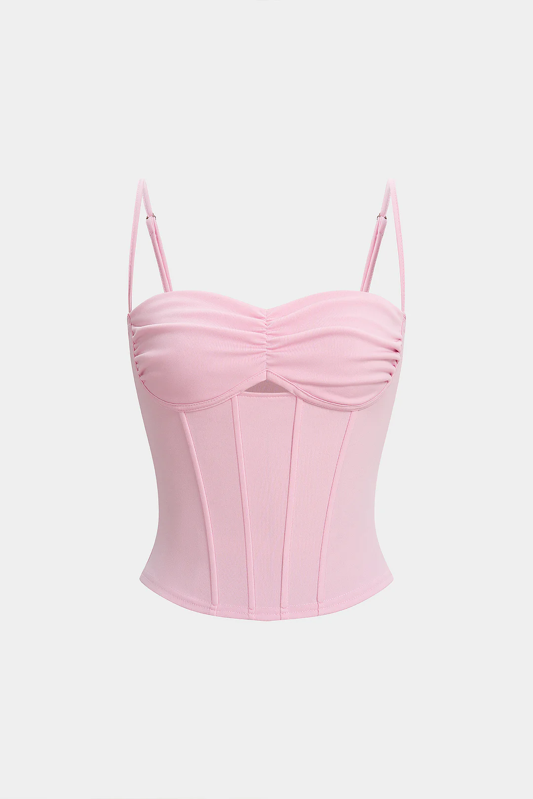 Solid Corset Cut Out Ruched Cami Top - Flockneti