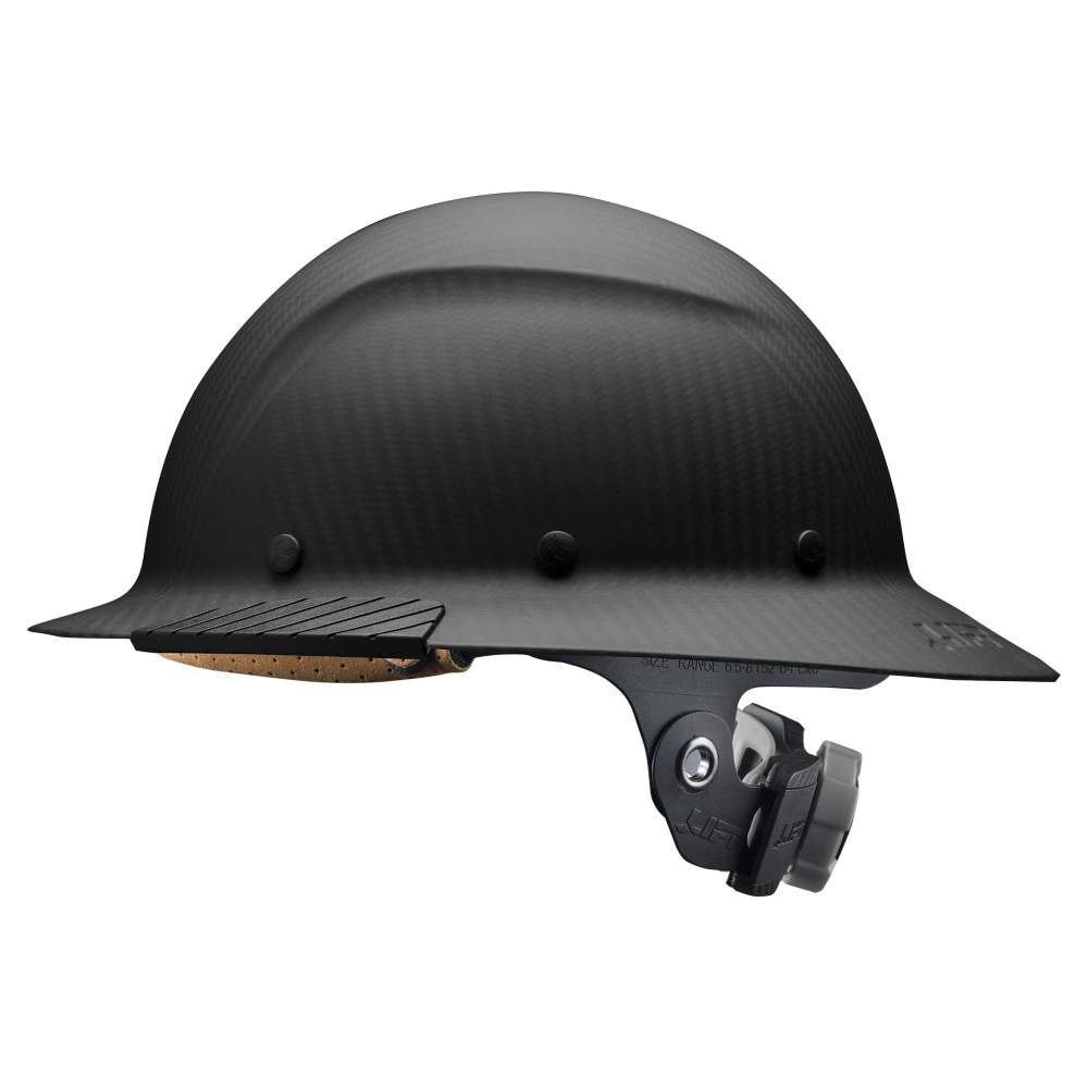 Lift Safety Hard Hat DAX Matte Black Carbon Fiber Full Brim - Flockneti