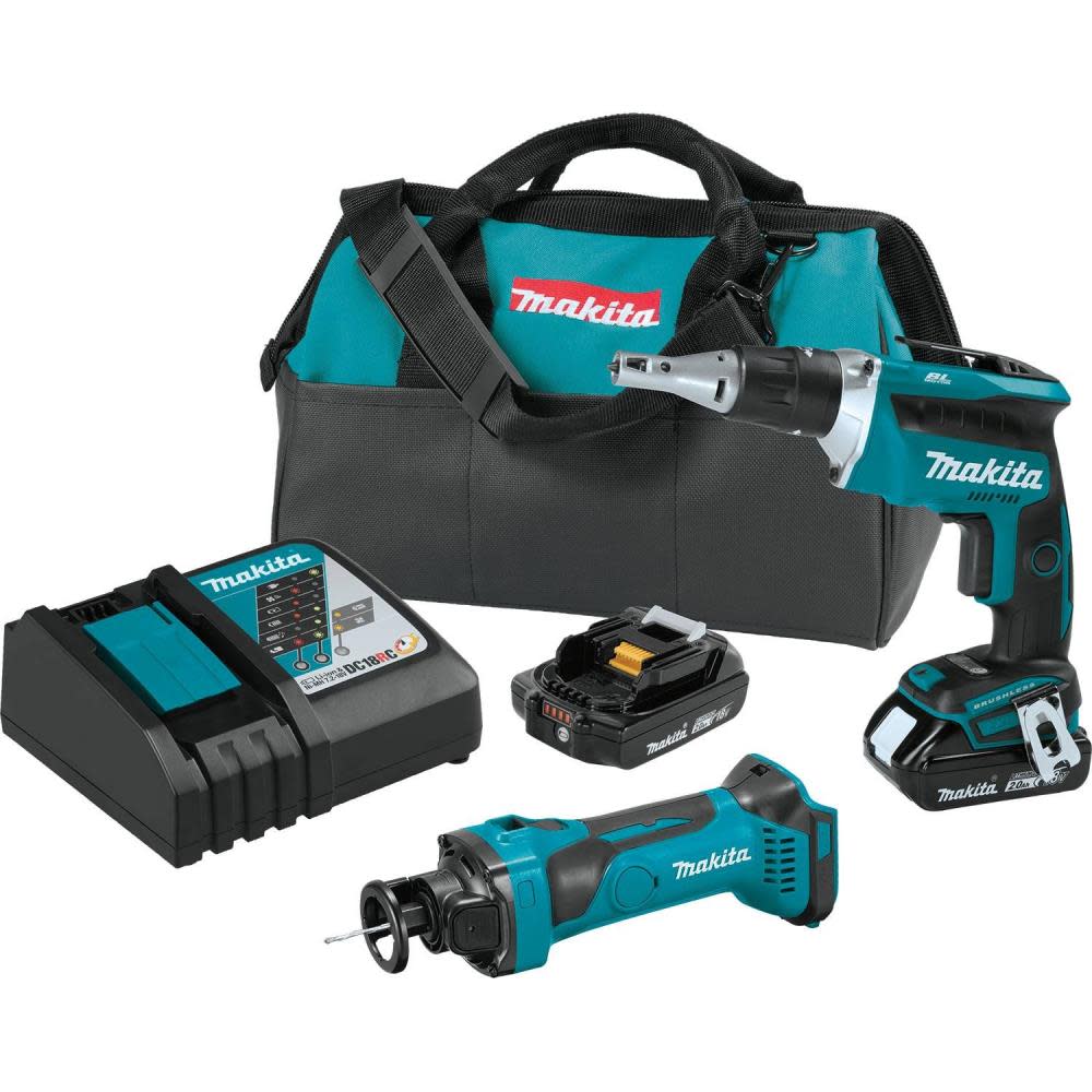Makita 18V LXT Lithium-Ion Compact Cordless 2-Pc. Combo Kit (2.0Ah) - Flockneti