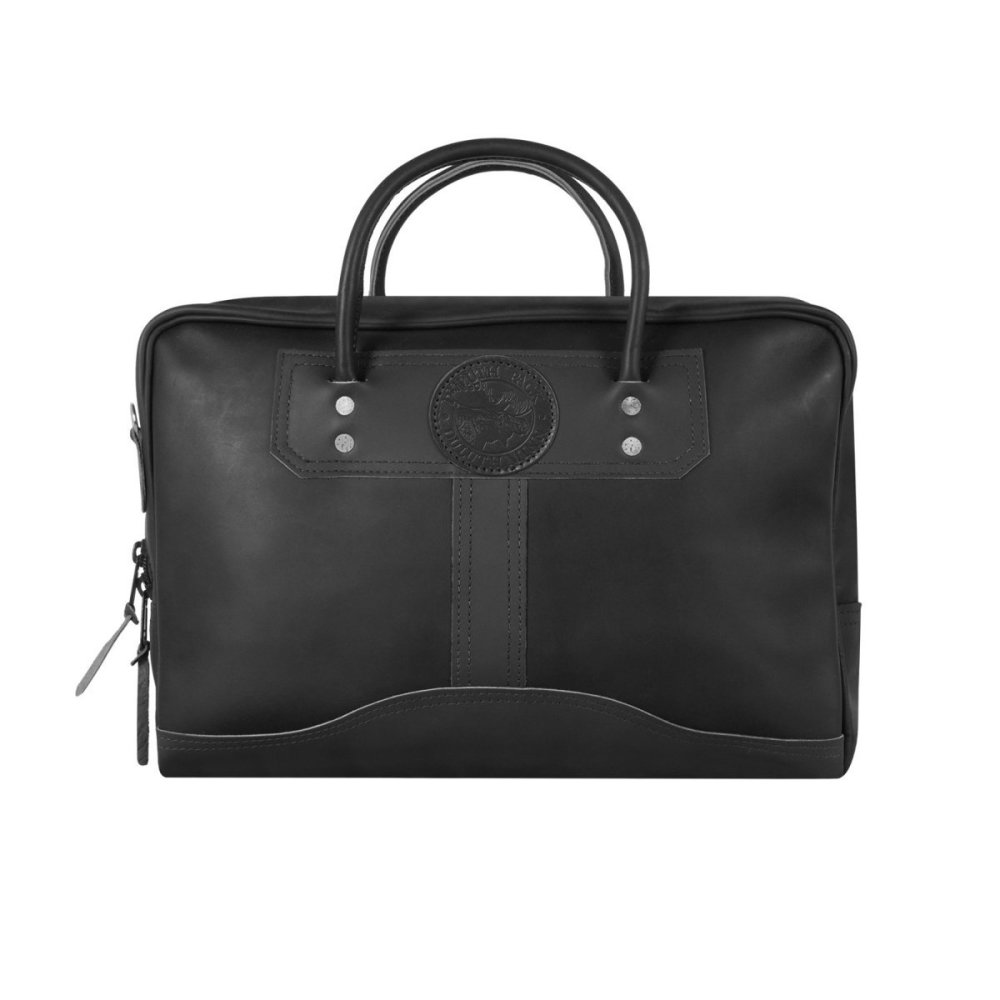 Duluth Pack 14 Liter Capacity Black Traveler’s Medium Smooth Leather Briefcase - Flockneti