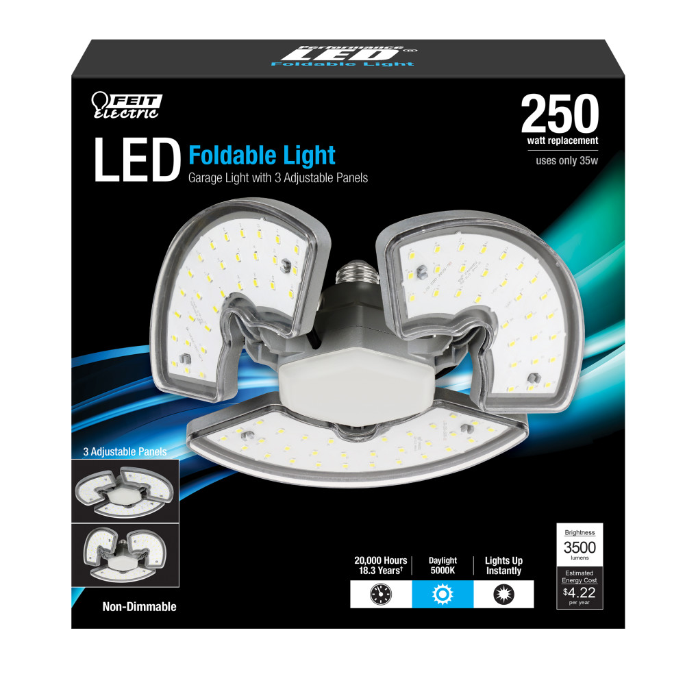 Feit Electric 3500 Lumens Frost Silver LED Foldable Garage Light - Flockneti