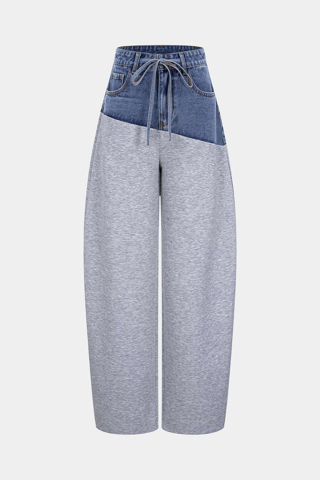 Denim Patchwork Drawstring Jeans - Flockneti