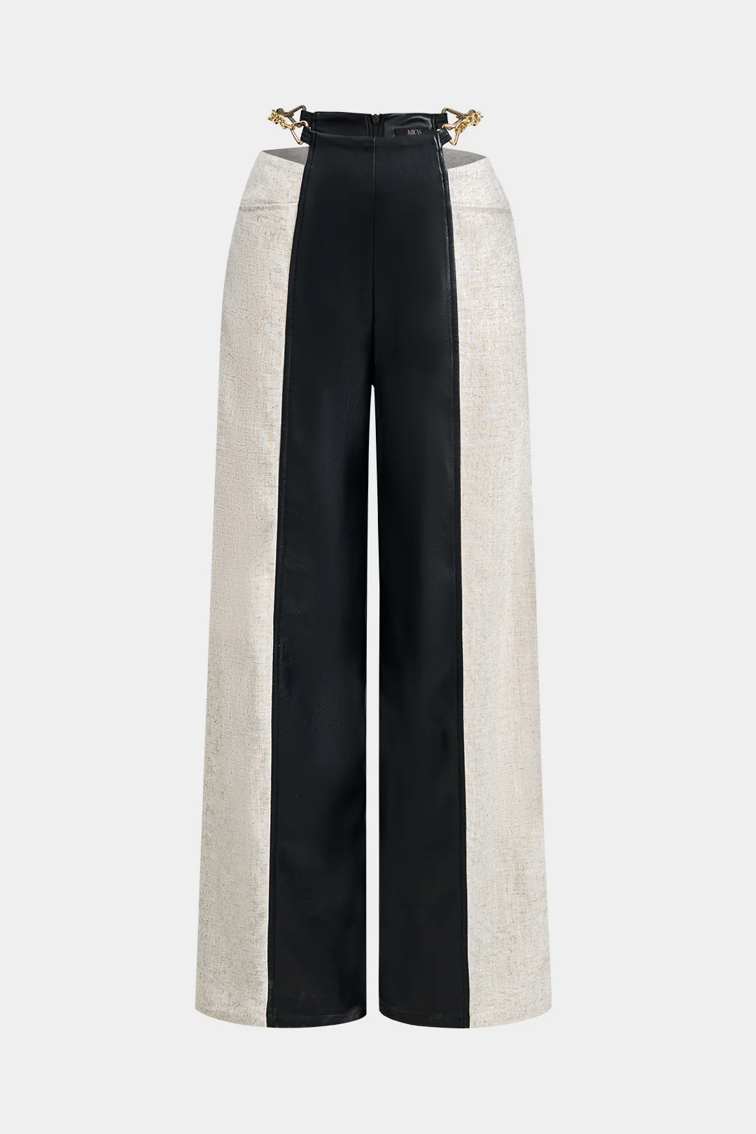 Faux Leather Metallic Patchwork Trousers - Flockneti