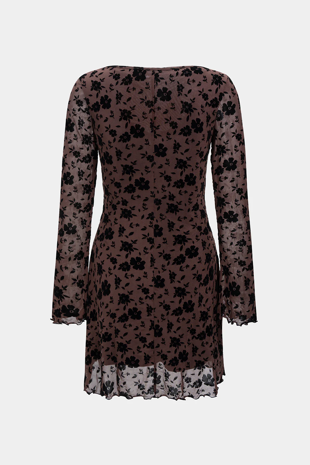 Jacquard Tie-Up Long Sleeve Mini Dress - Flockneti