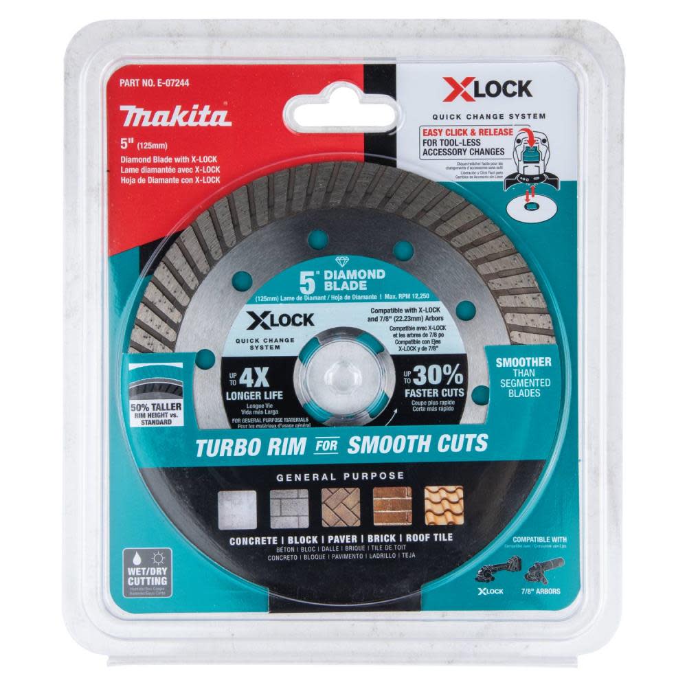 Makita X-LOCK 5″ Turbo Rim Diamond Blade for Masonry Cutting - Flockneti
