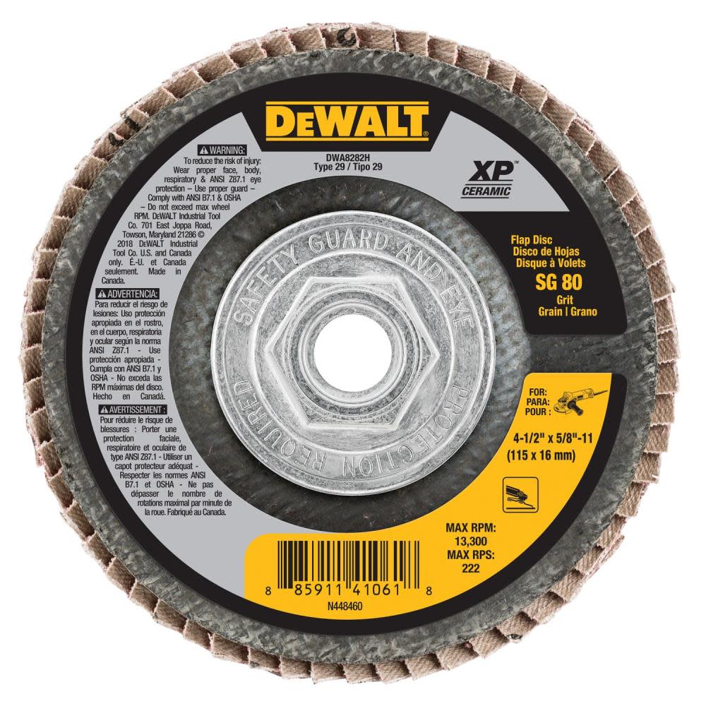DEWALT 4 1/2″ X 5/8″ 11 SG80 T29 Ceramic Flap Disc - Flockneti