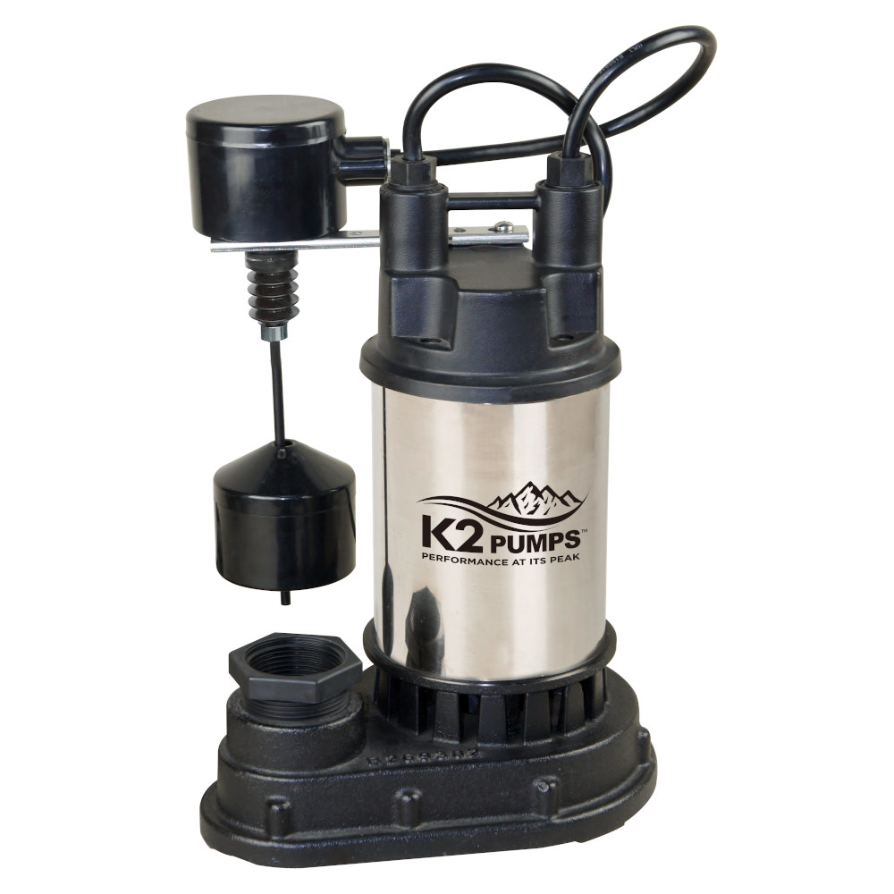 K2 Pumps Sump Pump 1/2 HP Stainless Steel with Direct in Vertical Switch - Flockneti