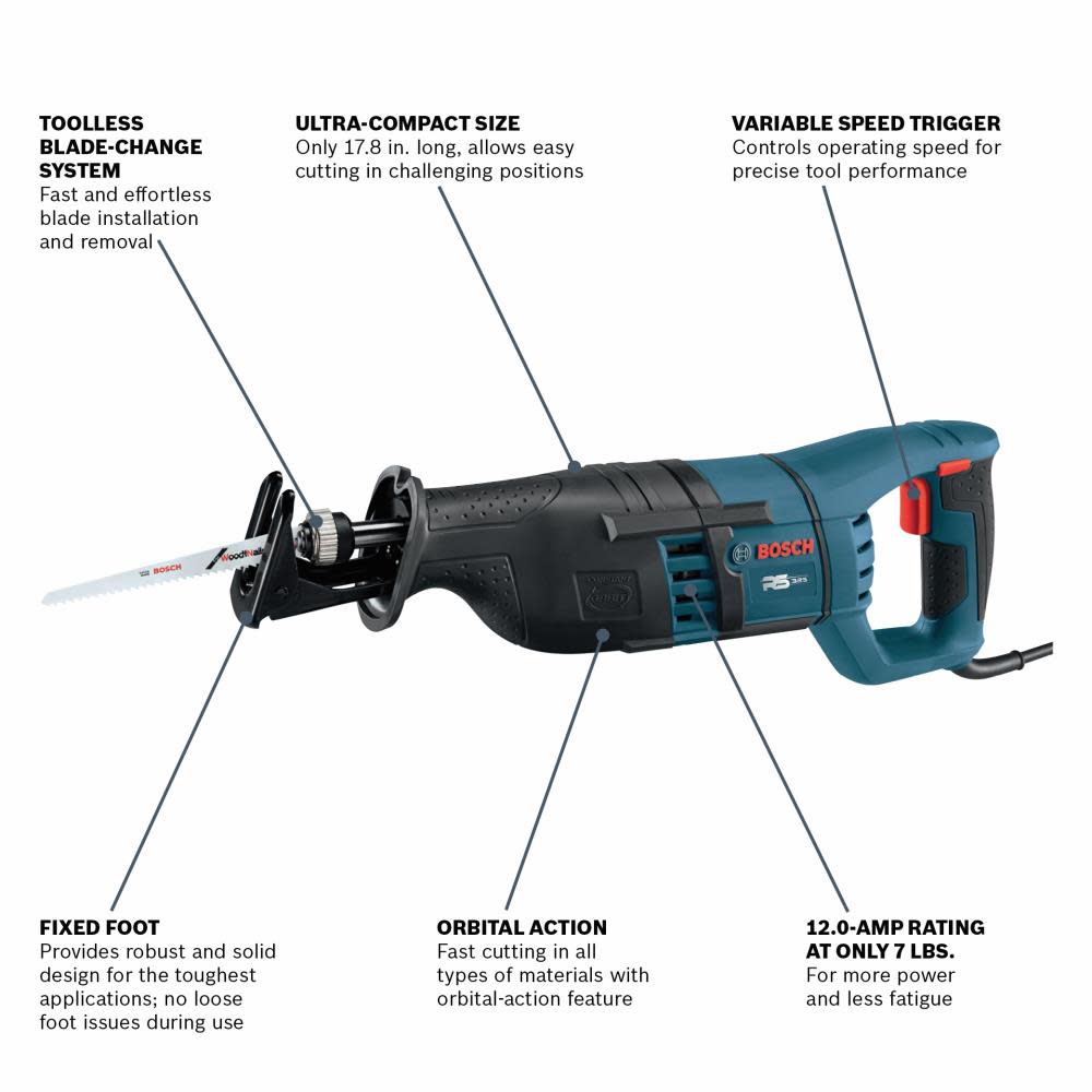 Bosch 1 In. Stroke Compact Reciprocating Saw - Flockneti