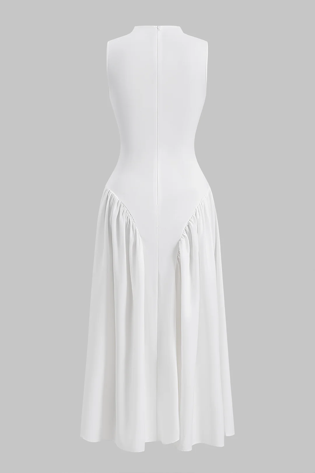 Solid Ruched Sleeveless Midi Dress - Flockneti