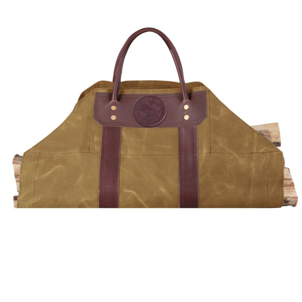 Duluth Pack Wax Khaki Canvas Log Carrier - Flockneti