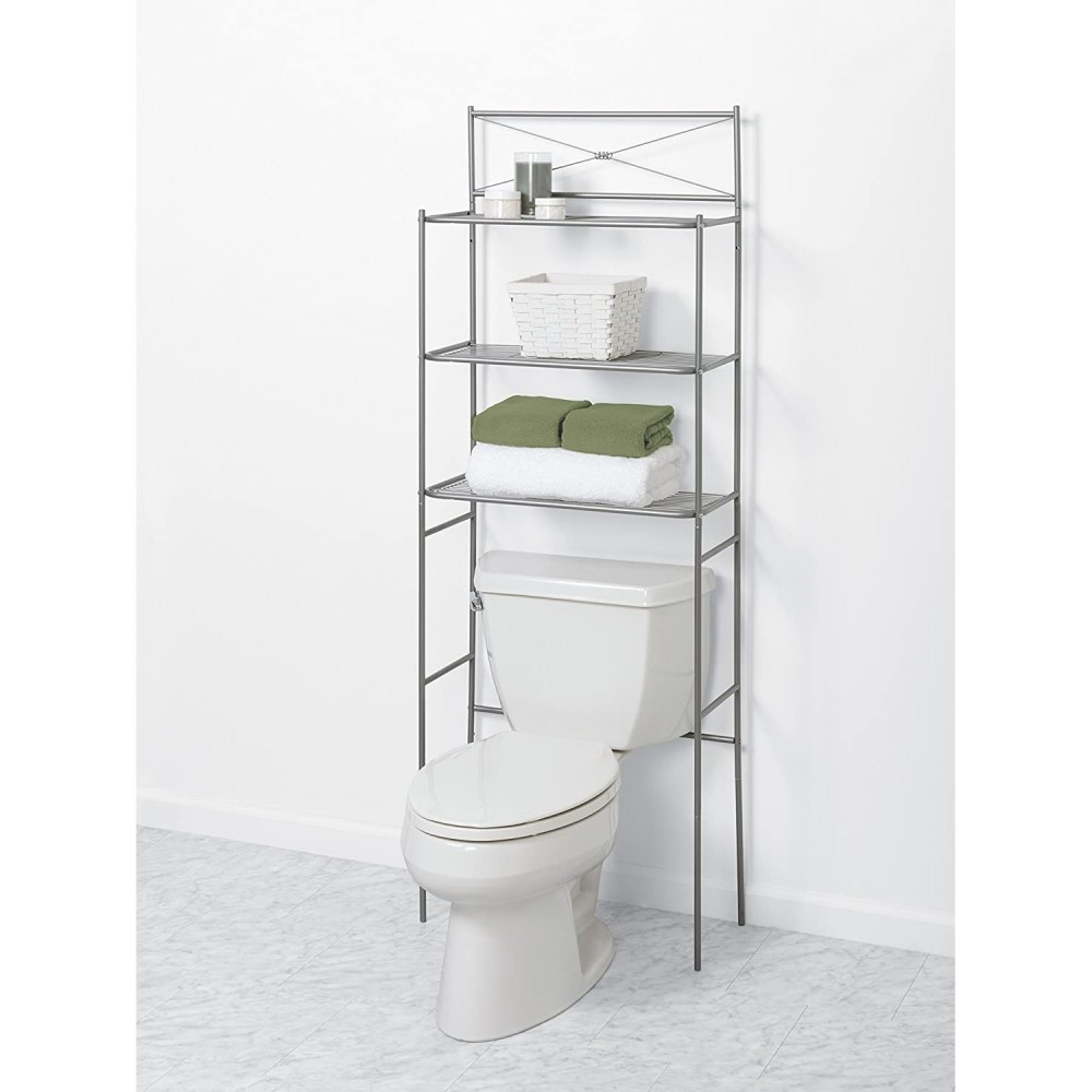 Zenith Over the Toilet Freestanding Spacesaver Satin Nickel Steel - Flockneti