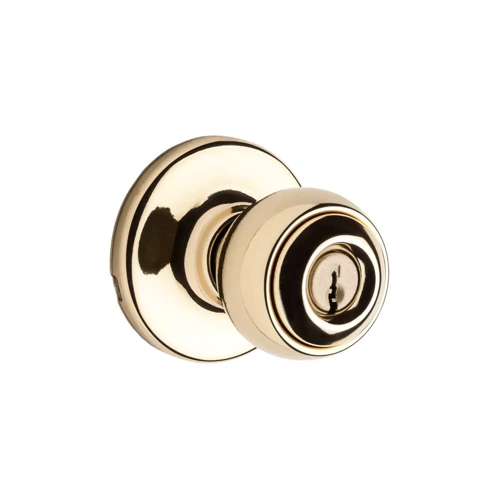 Kwikset Polished Brass Security Keyed Entry Exterior Polo Lockset Knob - Flockneti