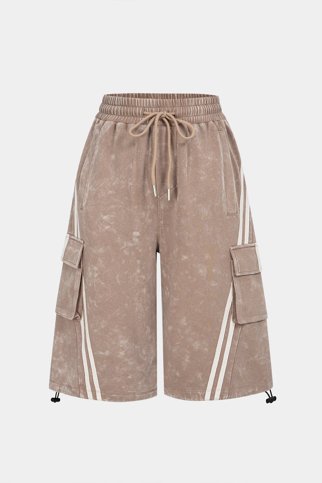 Striped Pocket Drawstring High Waist Shorts - Flockneti