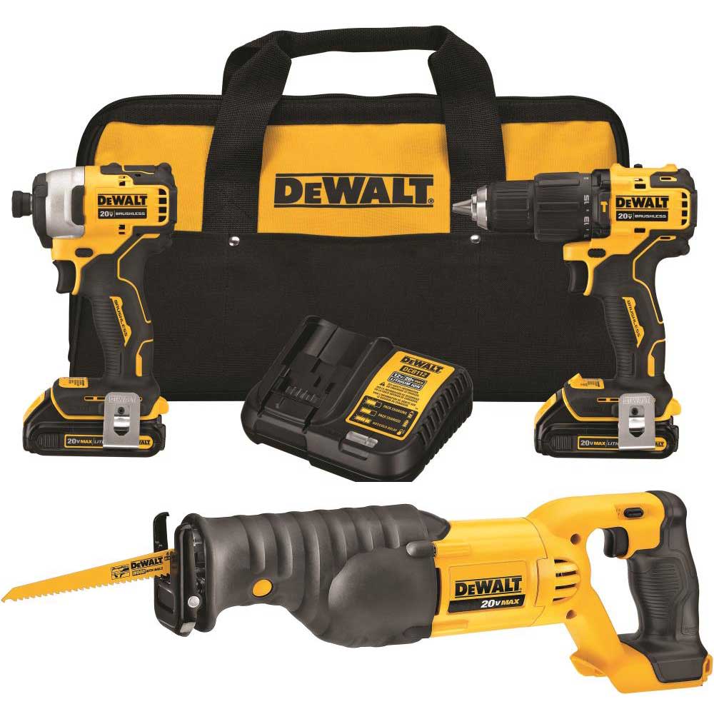 DEWALT ATOMIC 20V MAX 3 Tool Combo Kit Bundle - Flockneti